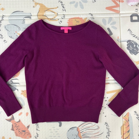 Lilly Pulitzer *PURPLE* Fairley Cashmere Cardigan Sweater Large - Picture 4 of 11